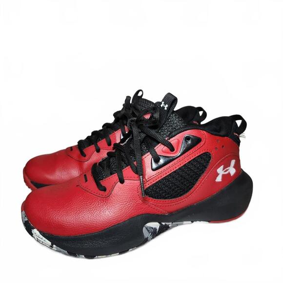 Under Armour Boys' Grade School Lockdown 5 Basketball Shoes Red Black Size 6Y - Picture 2 of 9